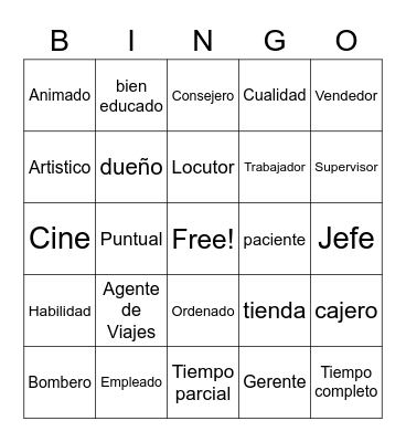 Realidades 3 Capitulo 5A Bingo Card