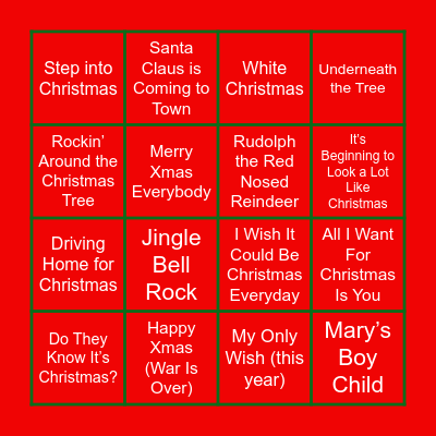 Christmas Music Bingo Card