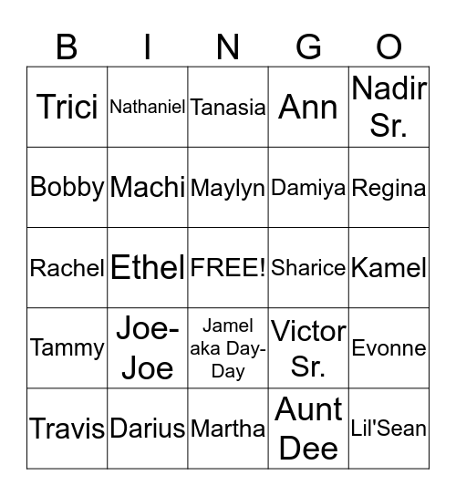 2015 Wells' Family Reunion Bingo Card