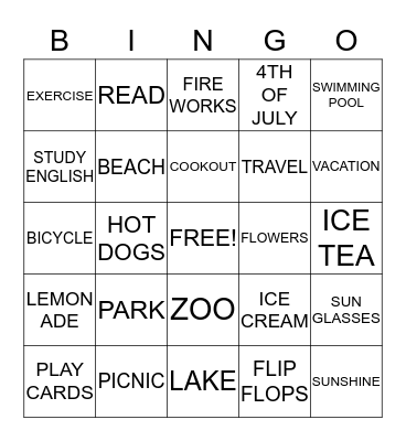 S   U   M   M   E   R Bingo Card