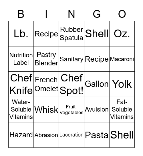 Breakfast Bingo Card