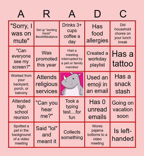 HRBP FUN NIGHT Bingo Card