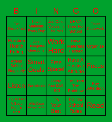 Values Education BINGO Card