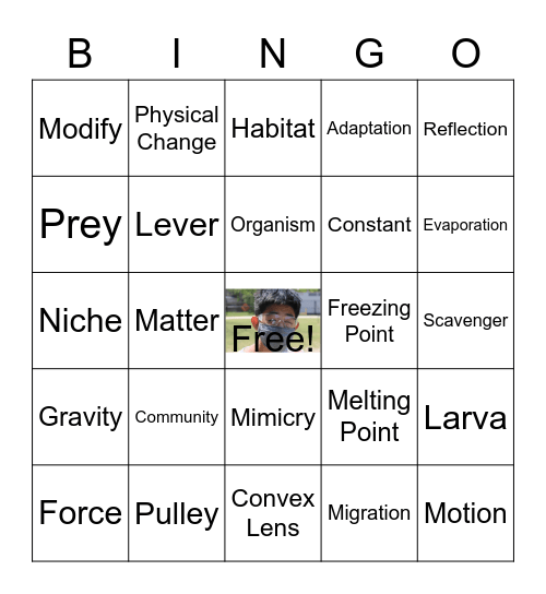 Blue Basket Science Bingo Card