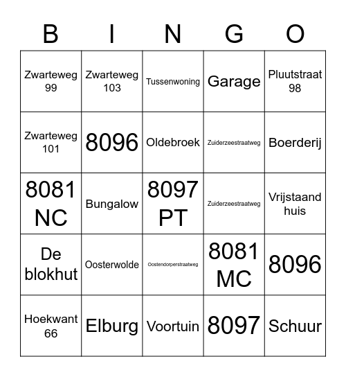 Wonen Bingo Card