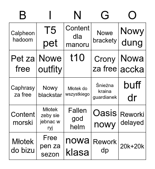 Calpheon ball Bingo Card