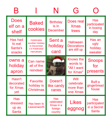 CHPW Holiday Bingo Card