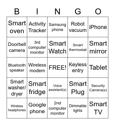 SMART HOME BINGO Card