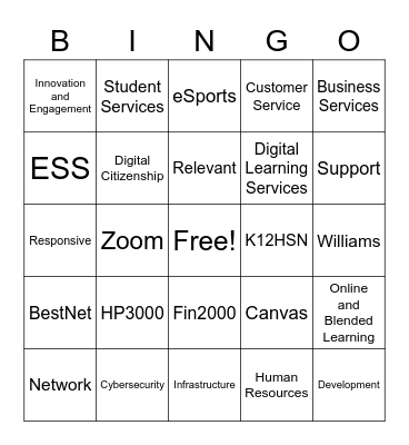 Tech Services Branch Meeting Bingo Card