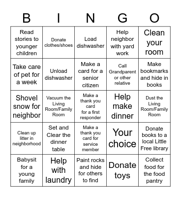 Confirmation - Service Bingo Card