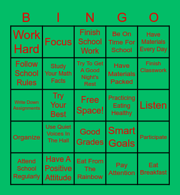 Values Education Bingo Card