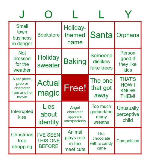 Bad Holiday Movie Bingo Card
