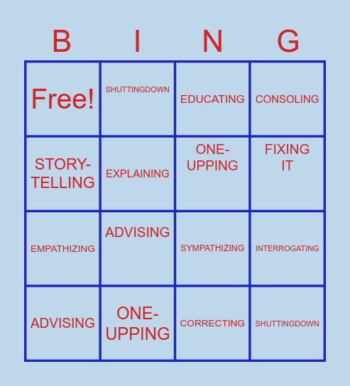 Empathy Bingo Card