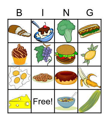 Food Bingo Card