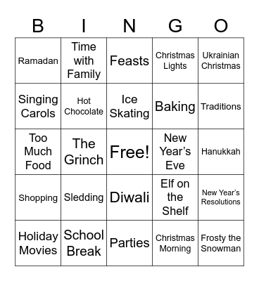 AP and AR Holiday Bingo Card