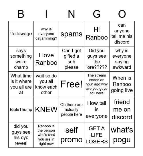 Chatboo Bingo Card