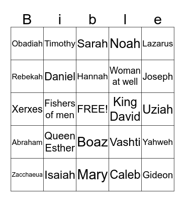 BIBLE BINGO Card