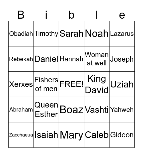 BIBLE BINGO Card