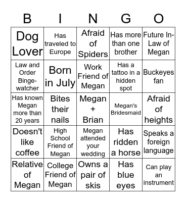 Let's get to know each other a little better! Try to find some folks who fit into each of the categories below. When you find a match, have them initial the square. Good luck! Bingo Card