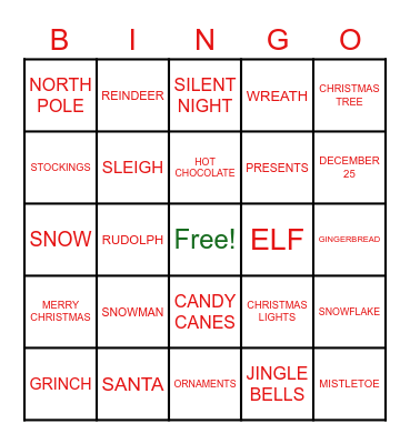 CHRISTMAS BINGO Card