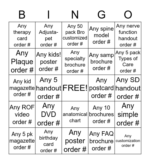 Back Talk Bingo Card