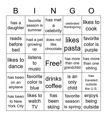 Compass Group Bingo Card