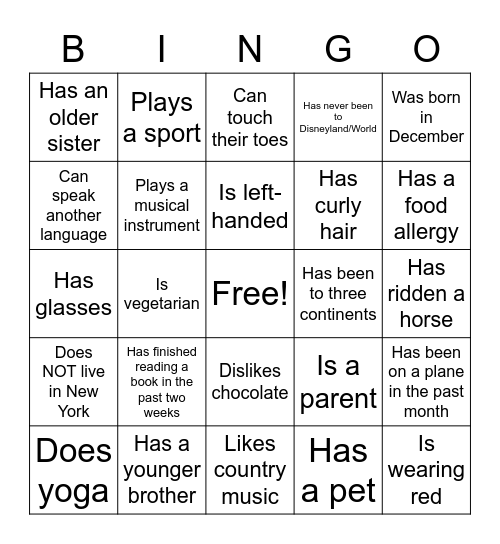 CBC Holiday Party Bingo Card