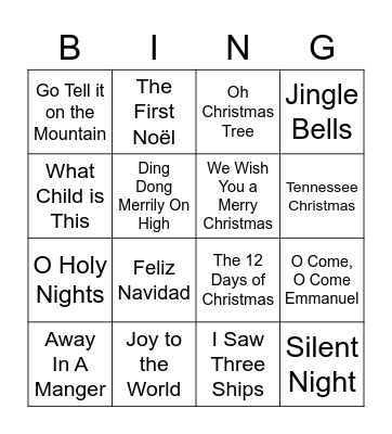 Christmas Song Bingo! Bingo Card