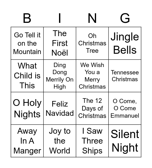 Christmas Song Bingo! Bingo Card