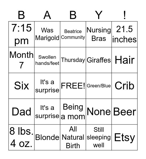 Baby Henk! Bingo Card