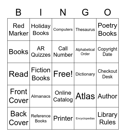 Library Lingo 2 Bingo Card