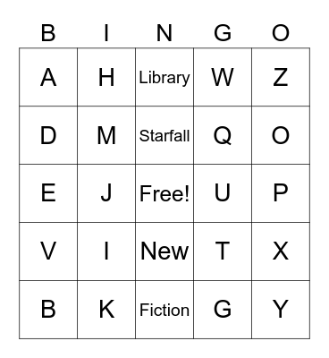 Library ABC 2 Bingo Card