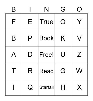 Library ABC Bingo Card