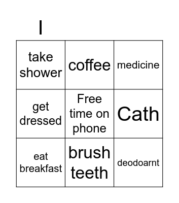 Monday morning/ afternoon/ evening/ Free time Bingo Card