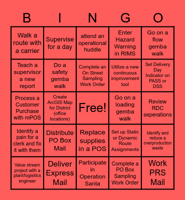 Peak Bingo Week 1 Bingo Card