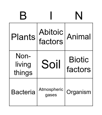 Biotic & Abiotic Bingo Card