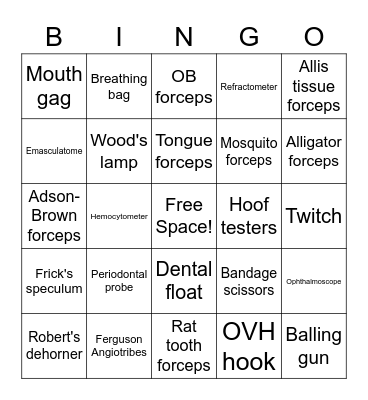 Instruments Bingo Card