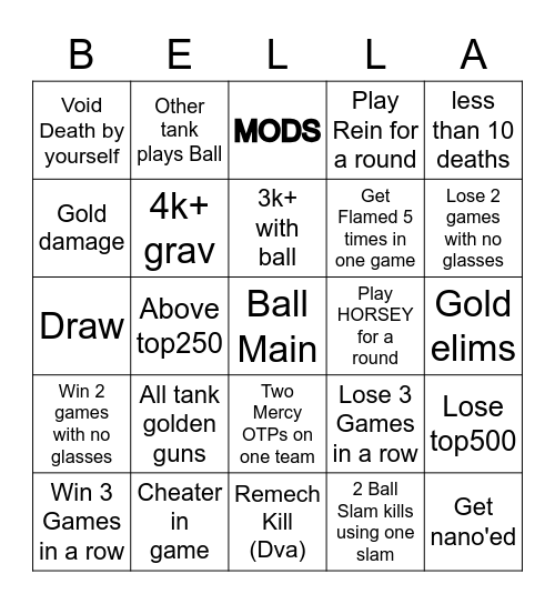 Overwatch Bingo Card