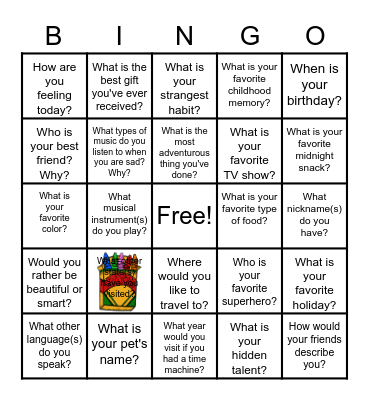Conversation Bingo Card