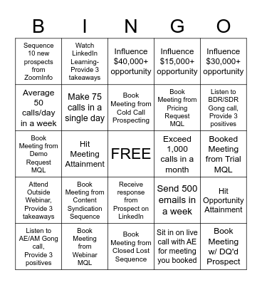 BDR December SPIF Bingo Card