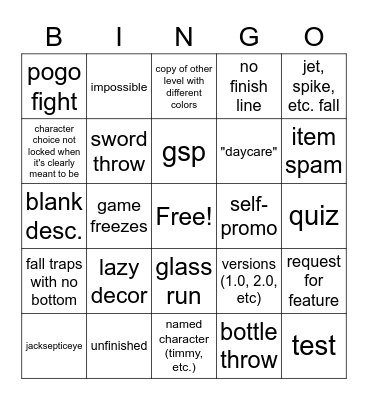 Happy Wheels recent tab bingo Card