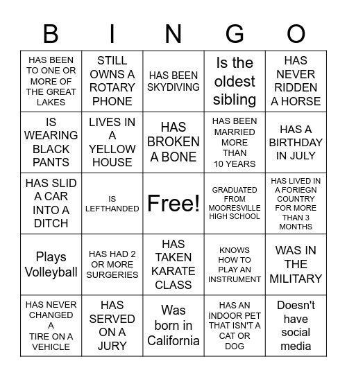 Children's Ministry Bingo Card