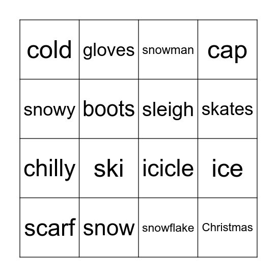 Winter Bingo Card