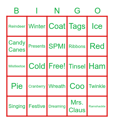 SPMI Holiday Bingo Card