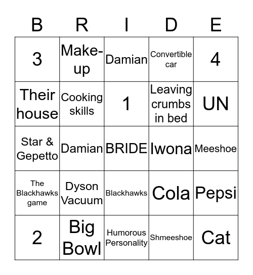 Iwona & Damian Fidowski Bingo Card