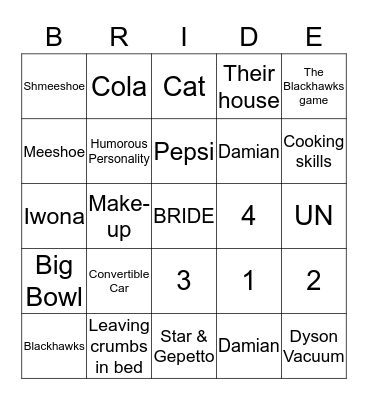 Iwona & Damian Fidowski Bingo Card