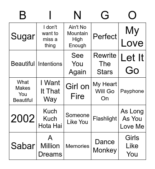 Music Bingo Card