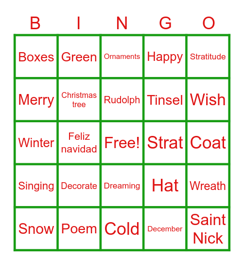 SPMI Holiday Bingo Card