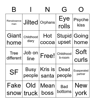 Hallmark Bingo Card