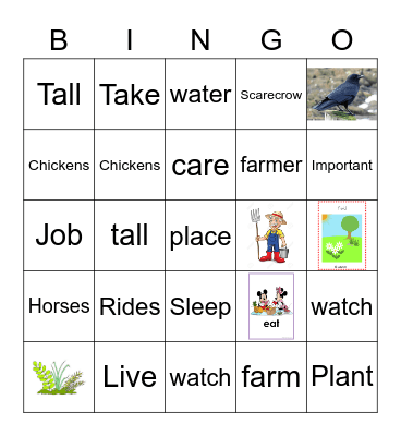 On the Farm Bingo Card